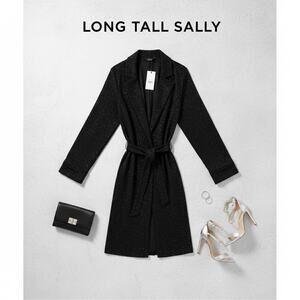 NWT  Long Tall Sally Black Sparkly Open Front Belted Wrap